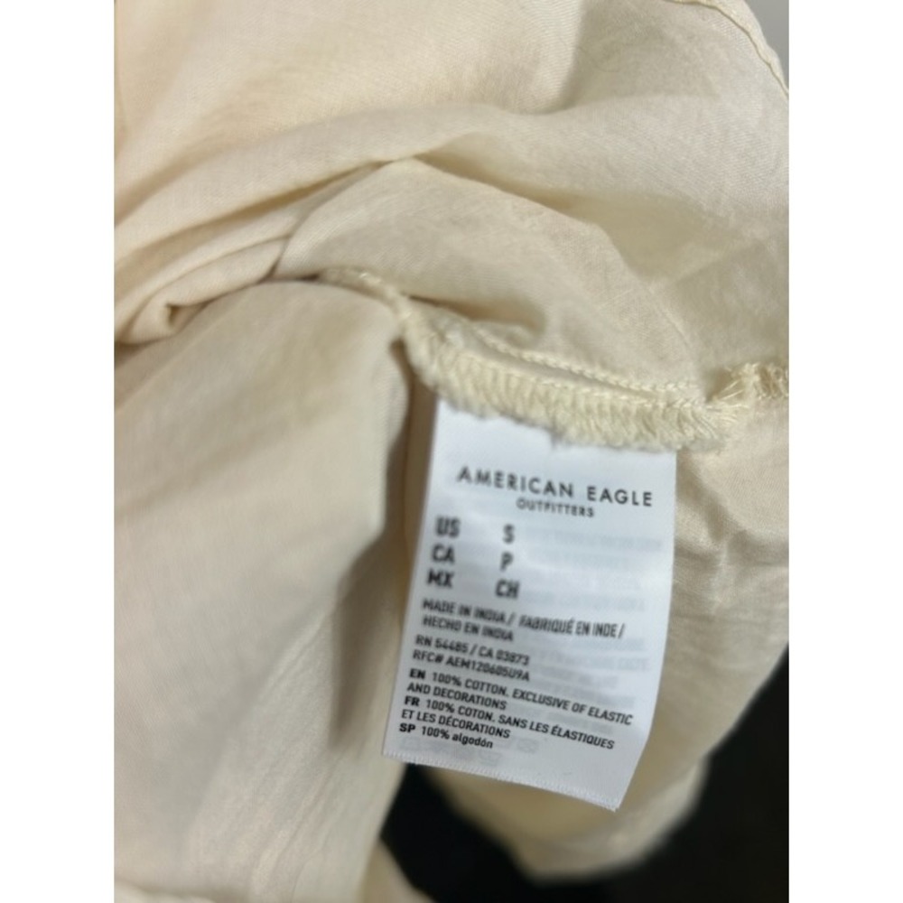 American Eagle Dress Womens Size Small Cream Smocked Square Neck Mini Milkmaid - Picture 5 of 5